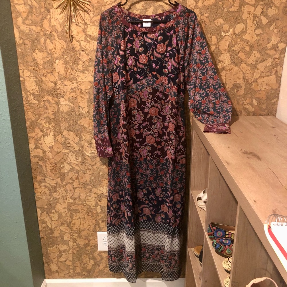 New Cabi Retro flower empire waist dress size large